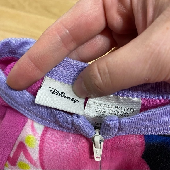 Disney Minnie Mouse Footed Pajama Full Zip 2T Pink Girls Toddler - Picture 4 of 4